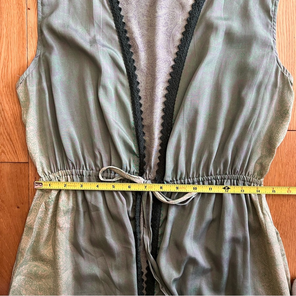 Karma Highway Green Maxi Open Tie Front Elastic Waist Top One Size - Picture 6 of 10